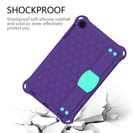 For iPad mini 5 / 4 / 3 / 2 /1 Honeycomb Design EVA + PC Four Corner Anti Falling Flat Protective Shell With Straps(Purple+Aqua)-garmade.com