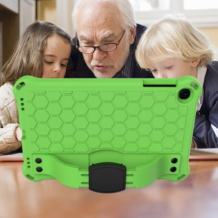 For iPad mini 5 / 4 / 3 / 2 /1 Honeycomb Design EVA + PC Four Corner Anti Falling Flat Protective Shell With Straps(Green+Black)-garmade.com