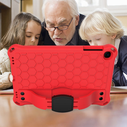 For iPad mini 5 / 4 / 3 / 2 /1 Honeycomb Design EVA + PC Four Corner Anti Falling Flat Protective Shell With Straps(Red+Black)-garmade.com
