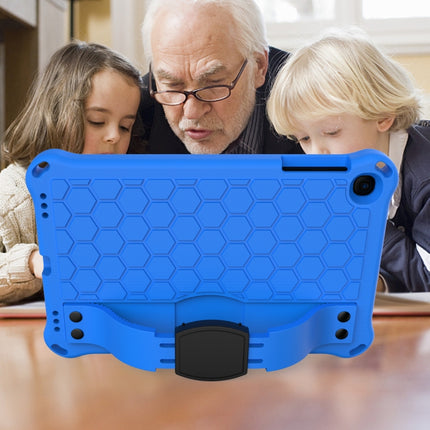 For iPad mini 5 / 4 / 3 / 2 /1 Honeycomb Design EVA + PC Four Corner Anti Falling Flat Protective Shell With Straps(Blue+Black)-garmade.com