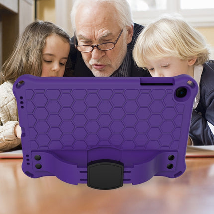 For iPad mini 5 / 4 / 3 / 2 /1 Honeycomb Design EVA + PC Four Corner Anti Falling Flat Protective Shell With Straps(Purple+Black)-garmade.com