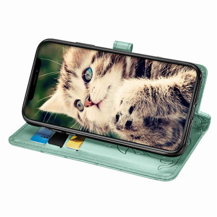 For iPhone 11 Pro Max Cute Cat and Dog Embossed Horizontal Flip PU Leather Case with Holder / Card Slot / Wallet / Lanyard(Grass Green)-garmade.com