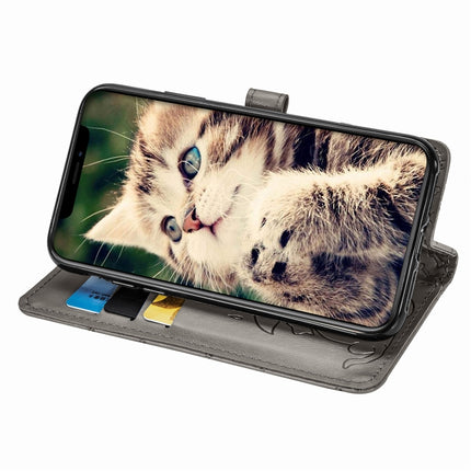 For iPhone 11 Pro Max Cute Cat and Dog Embossed Horizontal Flip PU Leather Case with Holder / Card Slot / Wallet / Lanyard(Grey)-garmade.com