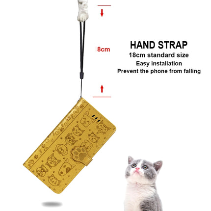For iPhone 11 Pro Max Cute Cat and Dog Embossed Horizontal Flip PU Leather Case with Holder / Card Slot / Wallet / Lanyard(Yellow)-garmade.com