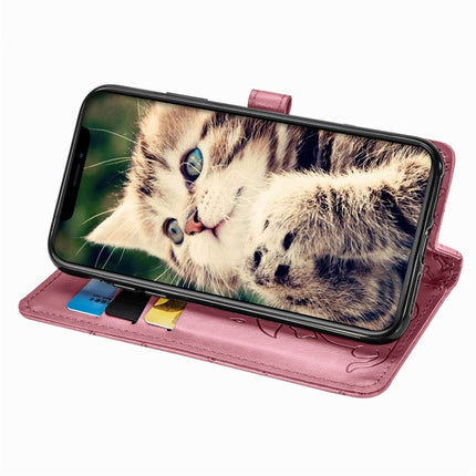 For iPhone 11 Cute Cat and Dog Embossed Horizontal Flip PU Leather Case with Holder / Card Slot / Wallet / Lanyard(Pink)-garmade.com
