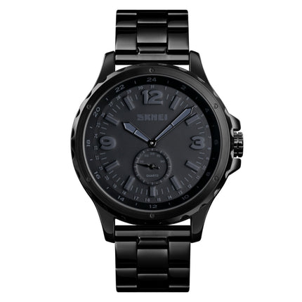 Skmei 1513 Fashion Trendy Steel Band Quartz Watch Mens Waterproof Leisure Watch(Black)-garmade.com