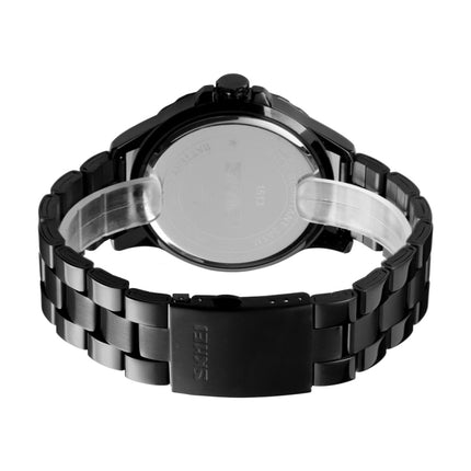 Skmei 1513 Fashion Trendy Steel Band Quartz Watch Mens Waterproof Leisure Watch(Black)-garmade.com