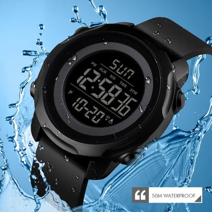 Skmei 1540 Fashion Outdoor Sports Large Dial Student Watch Multi Function Waterproof Mens Electronic Watch(Black White)-garmade.com