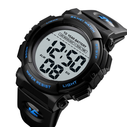 Skmei 1562 Multi Function Outdoor Sports Waterproof Student Electronic Watch Ten Year Battery Mens Watch(Blue)-garmade.com