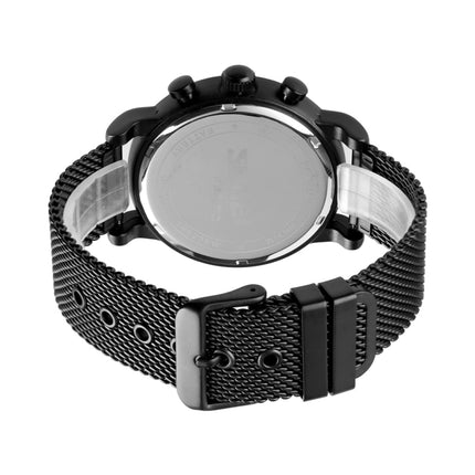 Skmei 9203 Night Light Men Watch Fashion Leisure Multi-Function Timing Steel Mesh Belt Quartz Watch(Black)-garmade.com