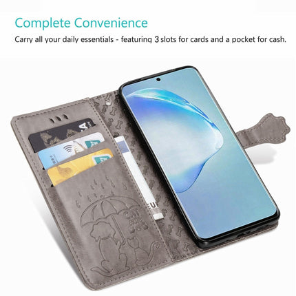 For Galaxy S20 Plus Cute Cat and Dog Embossed Horizontal Flip Leather Case with Bracket / Card Slot / Wallet / Lanyard(Gray)-garmade.com