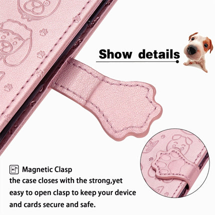 For Galaxy S20 Plus Cute Cat and Dog Embossed Horizontal Flip Leather Case with Bracket / Card Slot / Wallet / Lanyard(Rose Gold)-garmade.com