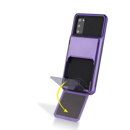For Galaxy S20 Drop & Shockproof TPU+PC Case with Card Slot(Purple)-garmade.com