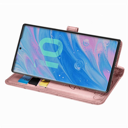 For Galaxy Note 10 Cute Cat and Dog Embossed Horizontal Flip Leather Case with Bracket / Card Slot / Wallet / Lanyard(Rose Gold)-garmade.com