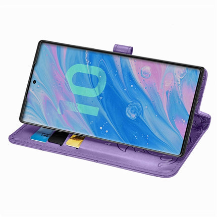 For Galaxy Note 10 Cute Cat and Dog Embossed Horizontal Flip Leather Case with Bracket / Card Slot / Wallet / Lanyard(Purple)-garmade.com