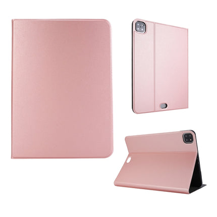 For iPad Pro 11 inch (2020) Voltage Plain Weave Stretch Leather + TPU Bracket Protective Holster With Sleep Function(Rose Gold)-garmade.com