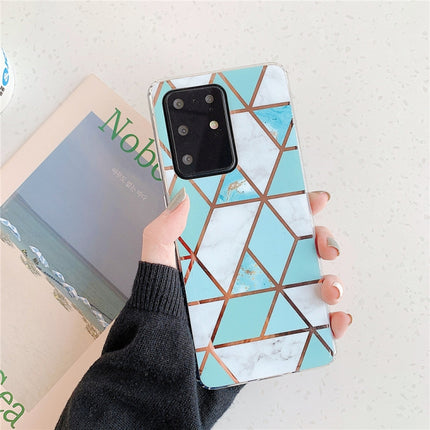 For Galaxy S20 Plating Colorful Geometric Pattern Mosaic Marble TPU Mobile Phone Case(Green PJ2)-garmade.com