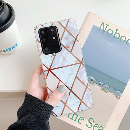 For Galaxy S20 Plating Colorful Geometric Pattern Mosaic Marble TPU Mobile Phone Case(White PJ3)-garmade.com