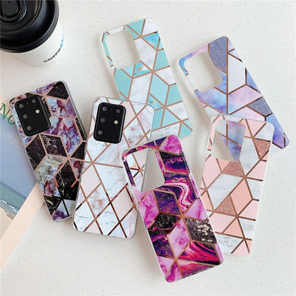 For Galaxy S20 Plating Colorful Geometric Pattern Mosaic Marble TPU Mobile Phone Case(White PJ3)-garmade.com