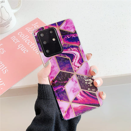 For Galaxy S20 Plating Colorful Geometric Pattern Mosaic Marble TPU Mobile Phone Case(Magenta PJ5)-garmade.com