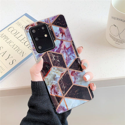For Galaxy S20 Plating Colorful Geometric Pattern Mosaic Marble TPU Mobile Phone Case(Black PJ6)-garmade.com