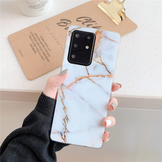 For Galaxy S20 Plus TPU Smooth Marbled IMD Mobile Phone Case(Gold F23)-garmade.com
