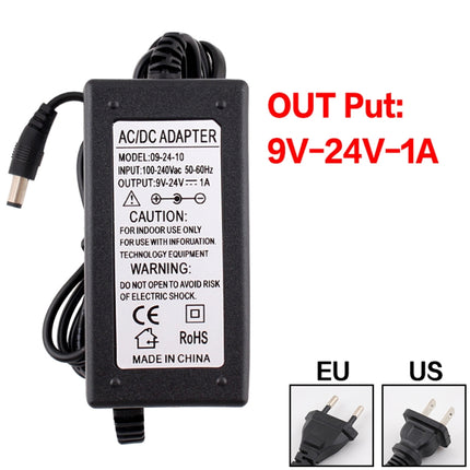 9V-24V 1A AC To DC Adjustable Voltage Power Adapter Universal Power Supply Display Screen Power Switching Charger, Plug Type:US-garmade.com
