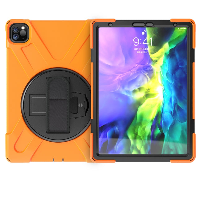 For iPad Pro 11 2022 / 2020 360 Degree Rotation PC + Silicone Protective Tablet Case with Holder & Hand-strap(Orange)-garmade.com