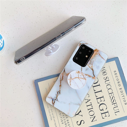 For Galaxy S20 Ultra TPU Smooth Marble Pattern With Folding Bracket Mobile Phone Cose(White A6)-garmade.com