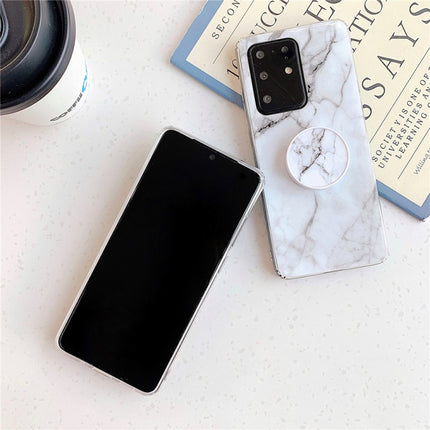 For Galaxy S20 Ultra TPU Smooth Marble Pattern With Folding Bracket Mobile Phone Cose(Black A30)-garmade.com