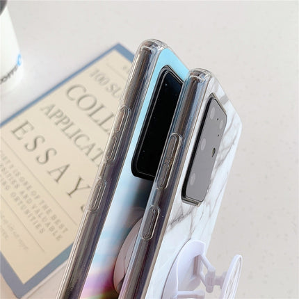 For Galaxy S20 Plus TPU Smooth Marble Pattern With Folding Bracket Mobile Phone Cose(White A1)-garmade.com