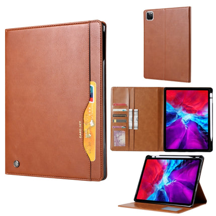 For iPad Pro 11 (2020) Knead Skin Texture Horizontal Flip Leather Tablet Case with Photo Frame & Holder & Card Slots & Wallet(Brown)-garmade.com