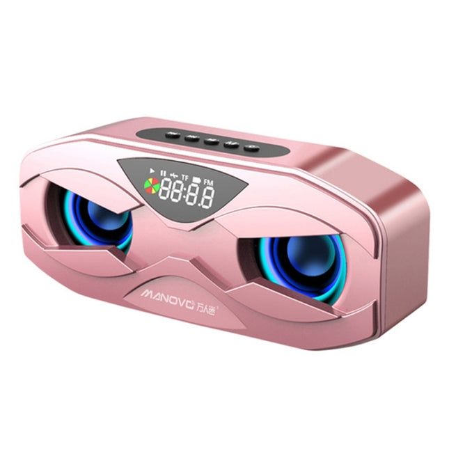 M5 Cool Owl Design Bluetooth Speaker LED Flash Wireless Loudspeaker FM Radio Alarm TF Card(Rose Gold)-garmade.com