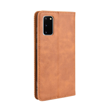 For Galaxy S20 /S20 5G Magnetic Buckle Retro Crazy Horse Texture Horizontal Flip Leather Case with Holder & Card Slots & Photo Frame(Brown)-garmade.com