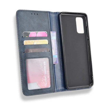 For Galaxy S20 /S20 5G Magnetic Buckle Retro Crazy Horse Texture Horizontal Flip Leather Case with Holder & Card Slots & Photo Frame(Blue)-garmade.com