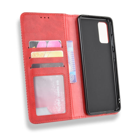 For Galaxy S20 /S20 5G Magnetic Buckle Retro Crazy Horse Texture Horizontal Flip Leather Case with Holder & Card Slots & Photo Frame(Red)-garmade.com
