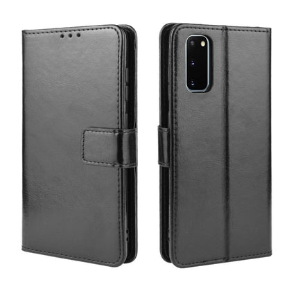 For Galaxy S20 /S20 5G Retro Crazy Horse Texture Horizontal Flip Leather Case , with Holder & Card Slots & Photo Frame(Black)-garmade.com