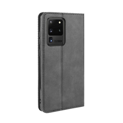 For Galaxy S20 Ultra/S20 Ultra 5G Magnetic Buckle Retro Crazy Horse Texture Horizontal Flip Leather Case , with Holder & Card Slots & Photo Frame(Black)-garmade.com