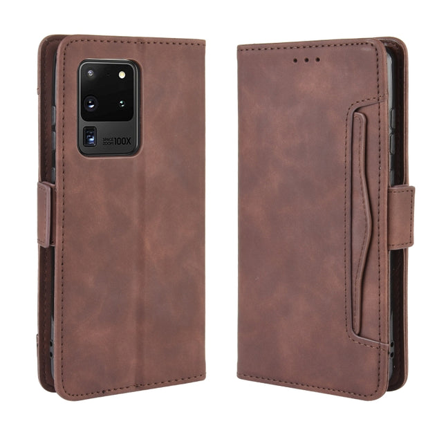 For Galaxy S20 Ultra/S20 Ultra 5G Wallet Style Skin Feel Calf Pattern Leather Case with Separate Card Slot(Brown)-garmade.com