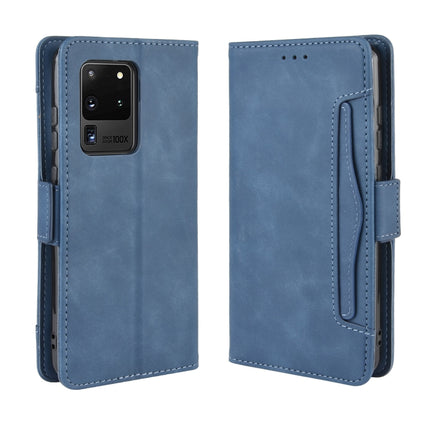 For Galaxy S20 Ultra/S20 Ultra 5G Wallet Style Skin Feel Calf Pattern Leather Case with Separate Card Slot(Blue)-garmade.com