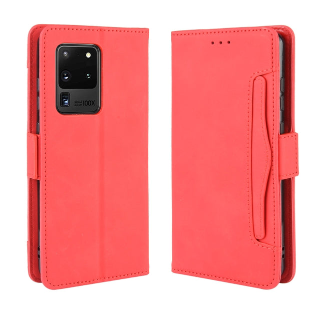 For Galaxy S20 Ultra/S20 Ultra 5G Wallet Style Skin Feel Calf Pattern Leather Case with Separate Card Slot(Red)-garmade.com