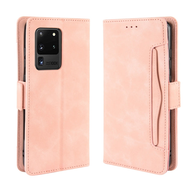 For Galaxy S20 Ultra/S20 Ultra 5G Wallet Style Skin Feel Calf Pattern Leather Case with Separate Card Slot(Pink)-garmade.com