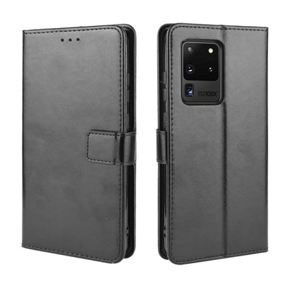 For Galaxy S20 Ultra/S20 Ultra 5G Retro Crazy Horse Texture Horizontal Flip Leather Case , with Holder & Card Slots & Photo Frame(Black)-garmade.com