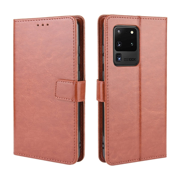 For Galaxy S20 Ultra/S20 Ultra 5G Retro Crazy Horse Texture Horizontal Flip Leather Case , with Holder & Card Slots & Photo Frame(Brown)-garmade.com