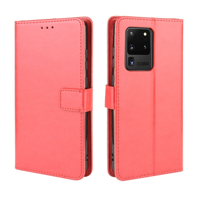 For Galaxy S20 Ultra/S20 Ultra 5G Retro Crazy Horse Texture Horizontal Flip Leather Case , with Holder & Card Slots & Photo Frame(Red)-garmade.com