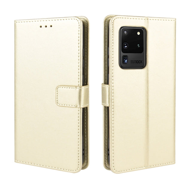 For Galaxy S20 Ultra/S20 Ultra 5G Retro Crazy Horse Texture Horizontal Flip Leather Case , with Holder & Card Slots & Photo Frame(Gold)-garmade.com