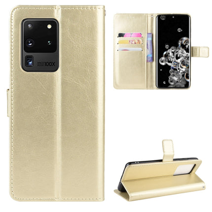 For Galaxy S20 Ultra/S20 Ultra 5G Retro Crazy Horse Texture Horizontal Flip Leather Case , with Holder & Card Slots & Photo Frame(Gold)-garmade.com
