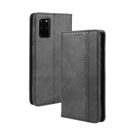 For Galaxy S20+/S20+5G Magnetic Buckle Retro Crazy Horse Texture Horizontal Flip Leather Case , with Holder & Card Slots & Photo Frame(Black)-garmade.com