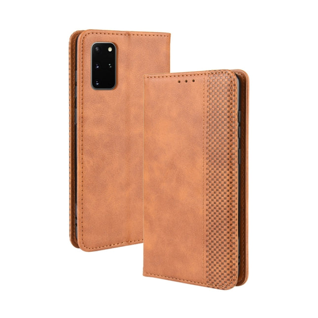 For Galaxy S20+/S20+5G Magnetic Buckle Retro Crazy Horse Texture Horizontal Flip Leather Case , with Holder & Card Slots & Photo Frame(Brown)-garmade.com