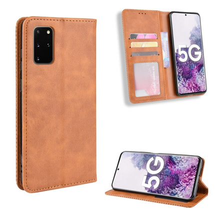 For Galaxy S20+/S20+5G Magnetic Buckle Retro Crazy Horse Texture Horizontal Flip Leather Case , with Holder & Card Slots & Photo Frame(Brown)-garmade.com